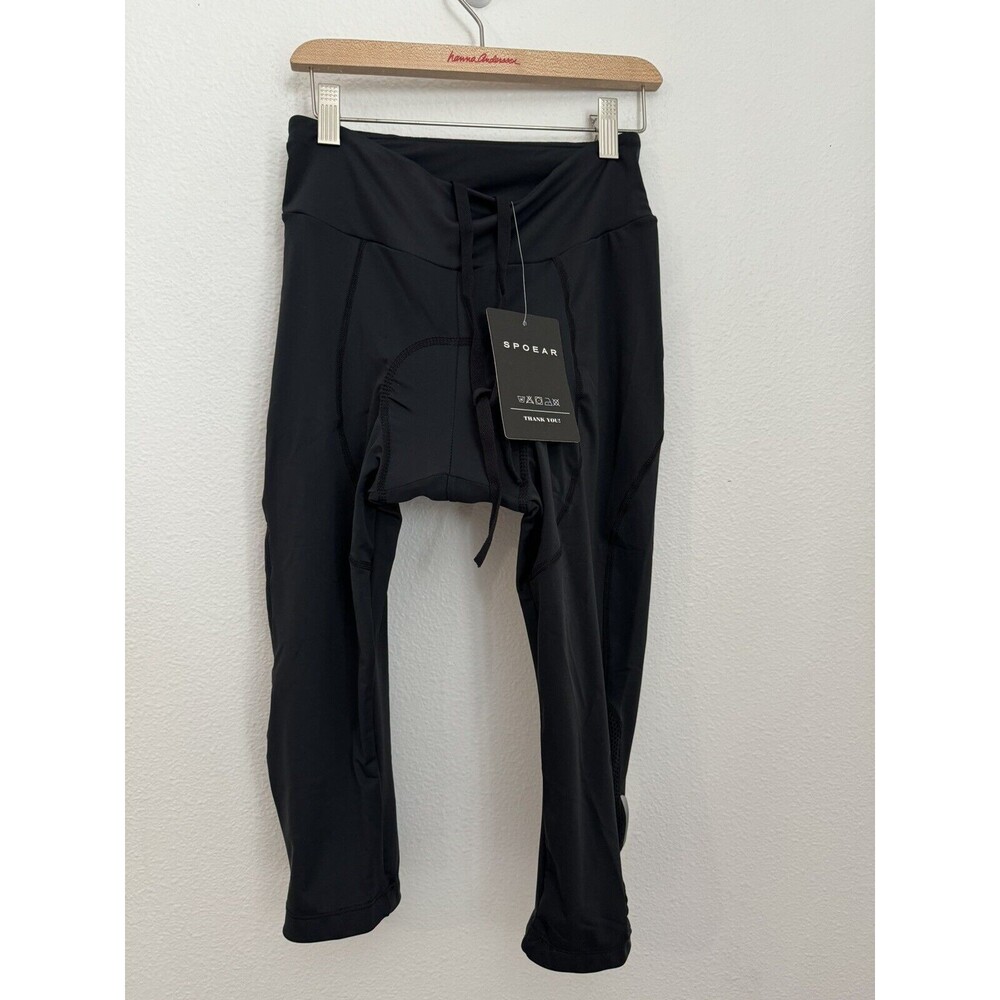 SPOEAR WOMEN'S BLACK BIKE PANTS 17”Capri Padded Cycling size S Pants New
